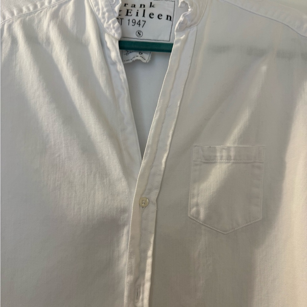 Frank and Eileen distressed White Ruffled Collar Button-Up Shirt - Picture 6 of 7